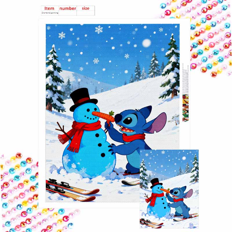 Disney Diamond Painting Stitch Making Snowman DIY Diamond Art Painting Set for Home Office Decoration Handmade Gifts