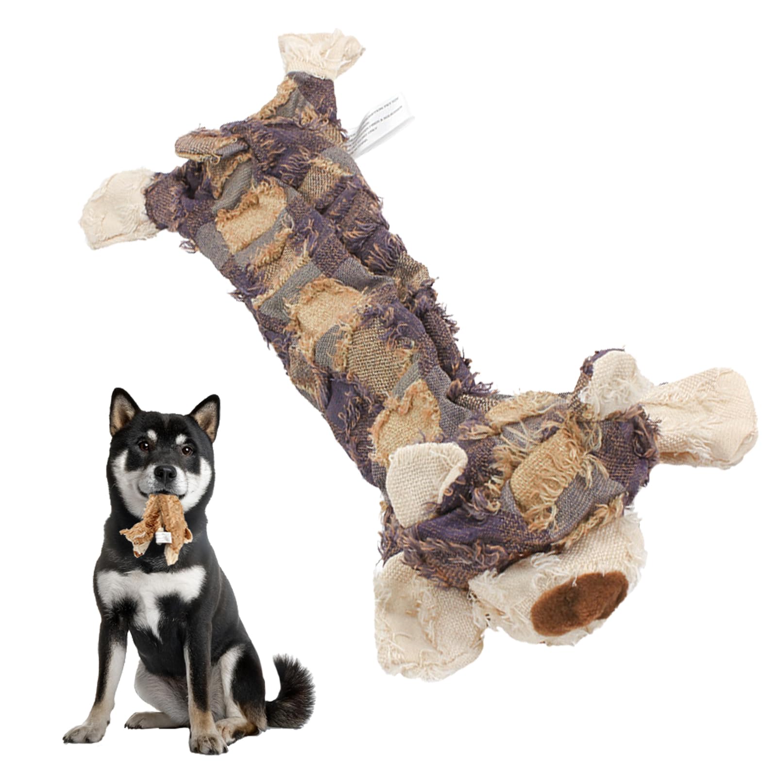 

Hamth9 Dog Stuffed Dog Stress Relief Chew-proof Toy, Animal, Squeak-making Toy, (Brown)