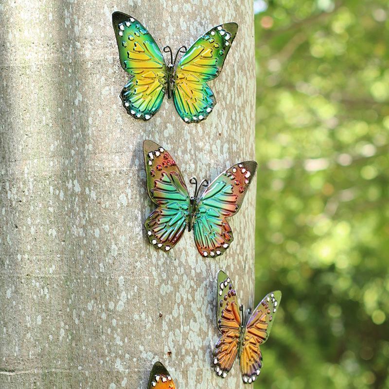 New 3D Metal Butterfly Decor For Outdoor Garden Decoration Animal Miniatures Statues Artwork Inspirational Sculpture Wall Decor