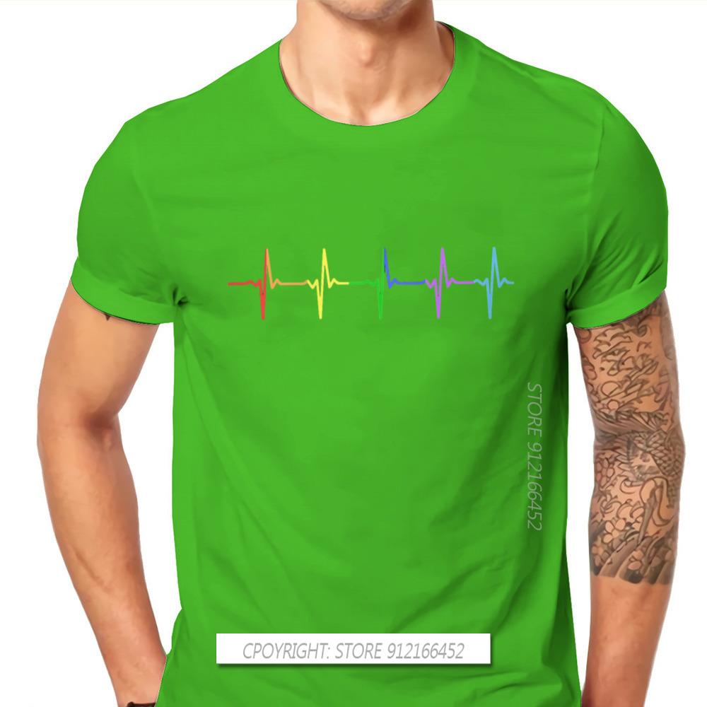 Rainbow Pulse Hearbeat Style TShirt LGBT Pride Month Lesbian Gay Bisexual Transgender Gift Clothes Basic T-Shirt Stuff