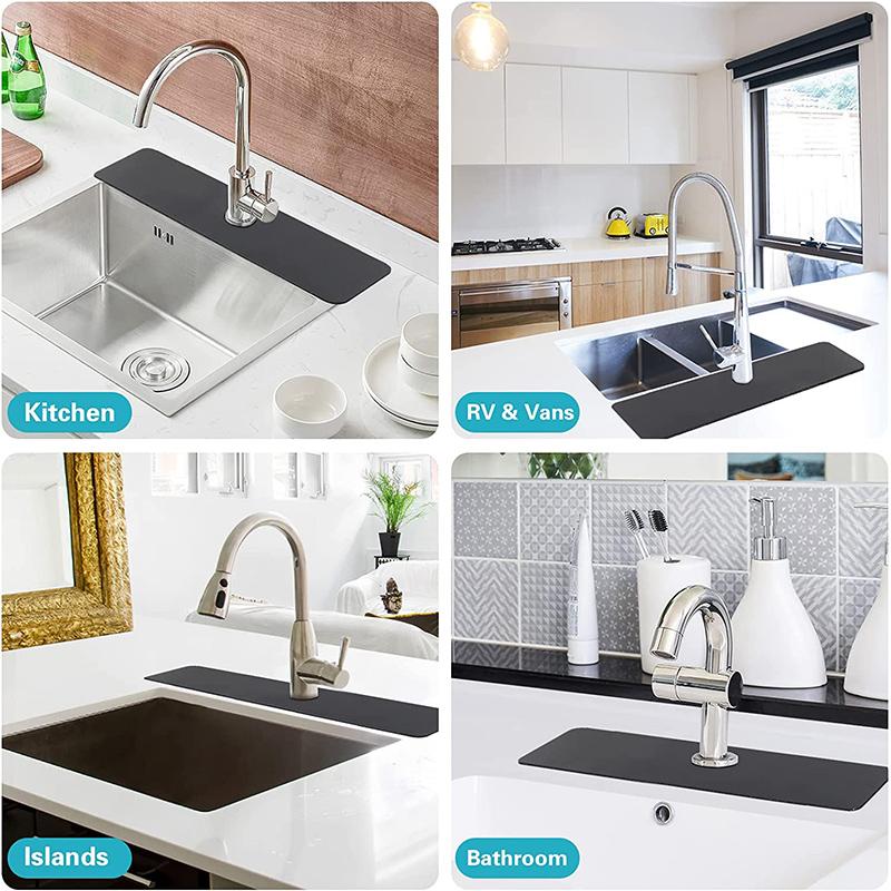 Upgraded Diatomite Sink Splash Guard Kitchen Faucet Absorbent Mat Drip Catcher Drying Faucet Pad for Counter Bathroom Bar Tools