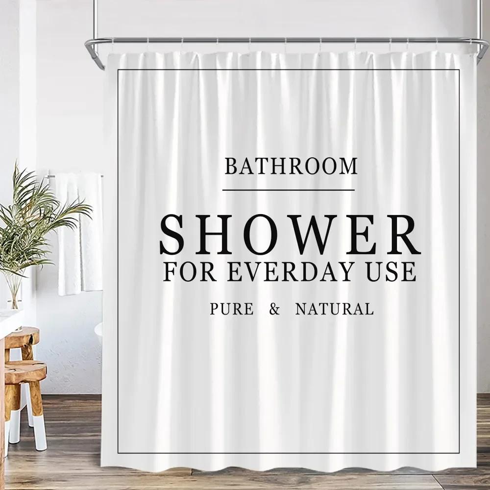 Modern Inspirational Quotes Shower Curtain Flower Butterfly Art Bathroom Decorative Polyester Fabric Bathtub Curtain