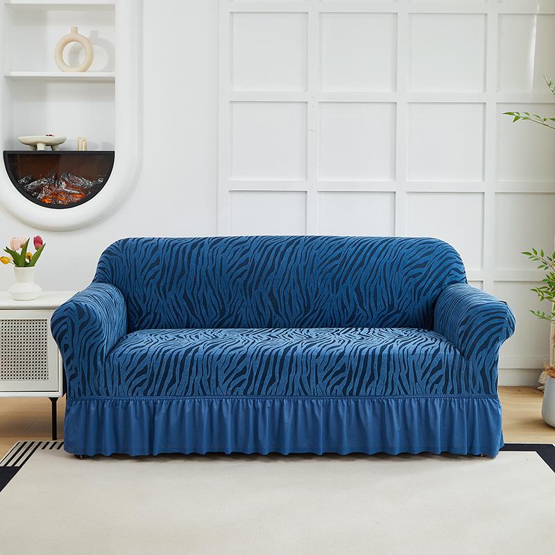 1pc Cationic Wave Skirt Sofa Cover All-inclusive Elastic Jacquard Sofa Slipcover Universal Anti-slip Adjustable Sofa Protector