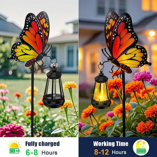 Butterfly Solar Light for Outside Waterproof Metal Pathway Light with Stake for Yard Patio Porch Lawn Decor Birthday Gifts for Women Mom