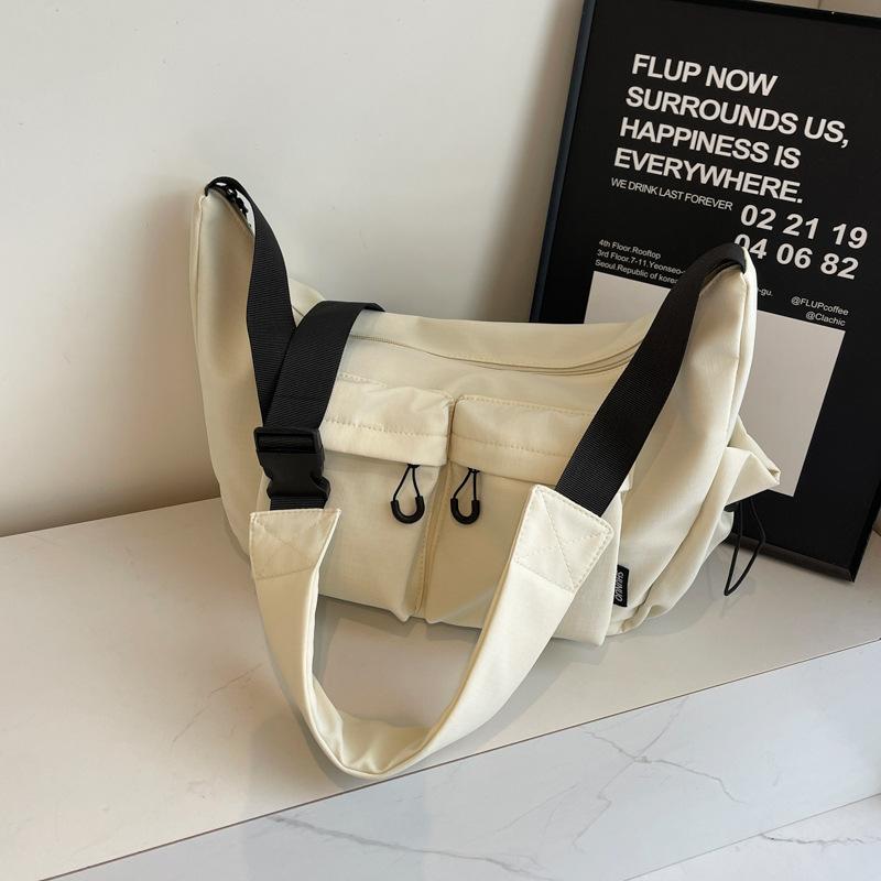 Tooling Wind Messenger Bag Female Tide Brand Japanese Ins Solid Color Simple Large Capacity Student Leisure Shoulder Mailman Bag Female