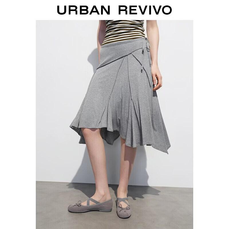 UR2026 Women s Tiered Ruffle Tie-Waist Midi Skirt XL