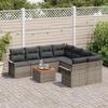 VidaXL Set de Canapé de Jardin 9 Pièces avec Coussins Gris Poly Rattan Acacia 3347307