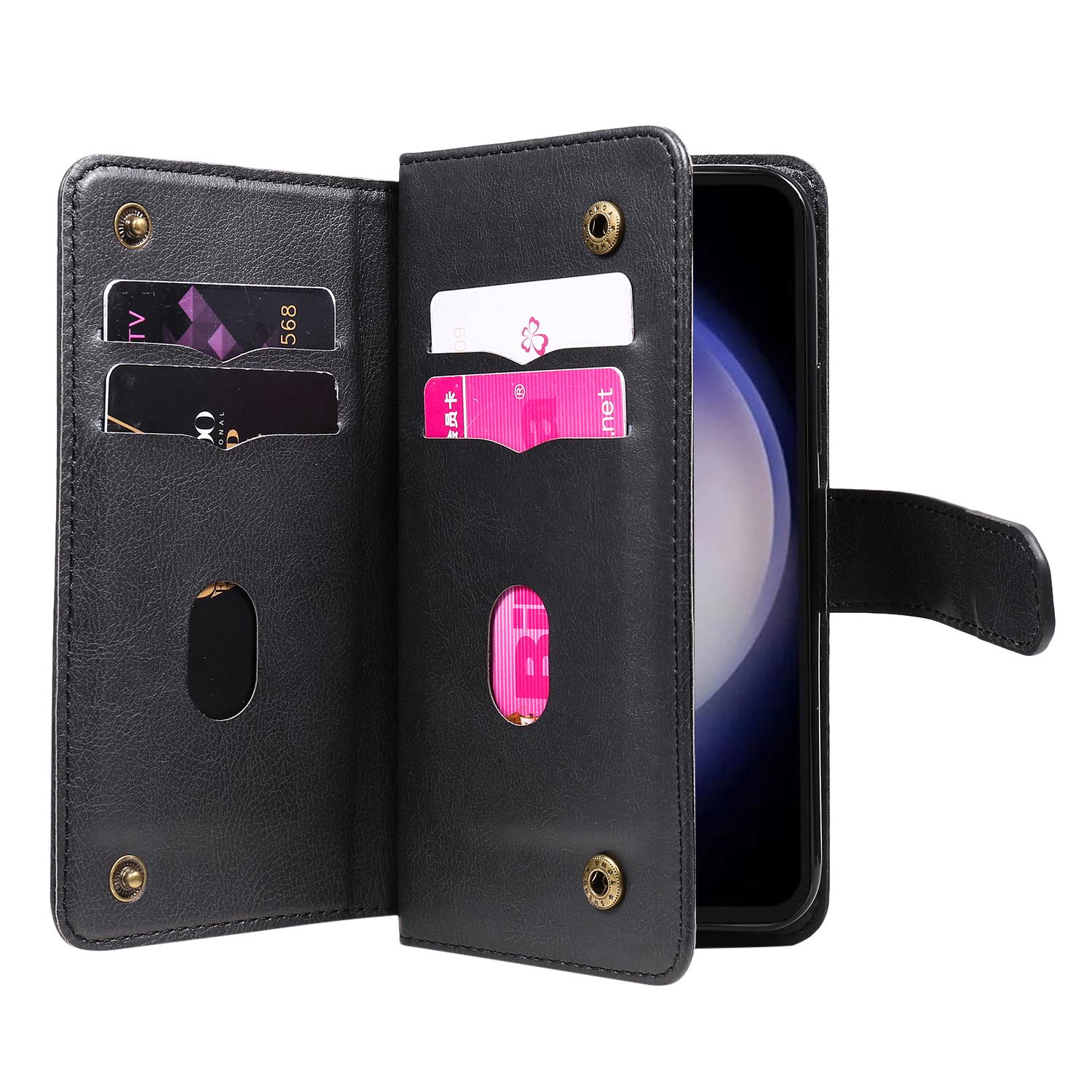 

For Samsung Galaxy S23 FE Leather Case with 10 Card Holder Phone Cover Stand Wine Red