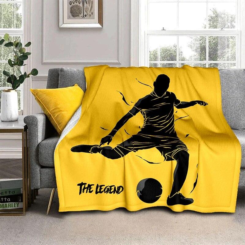 3d fotbal fotbal sportovní silueta vzor manta potah na rozkládací pohovku měkká deka kostkovaná měkká teplá flanel přehazovací deky ventilátory dárek