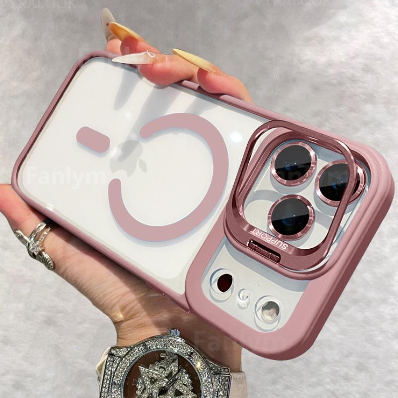 Lens Protection Phone Case For iPhone 17 16 15 14 13 12 11 Pro Max Plus Air For Magsafe Holder Transparent Magnetic Matte Cover