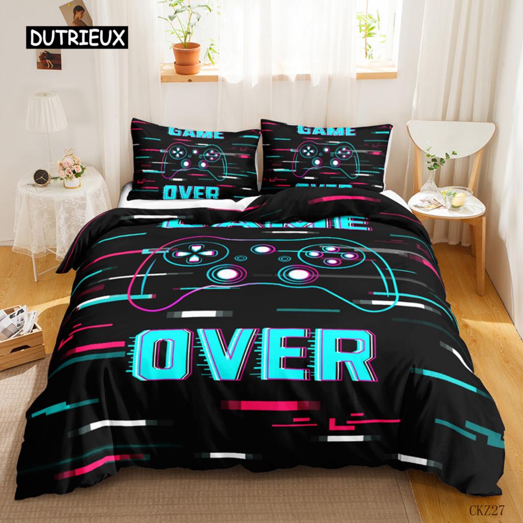 Game Duvet Cover Set Game Contoller Comforter Cover for Kids Boys Teens Player Game Double Queen King Size Polyester Bedding Set