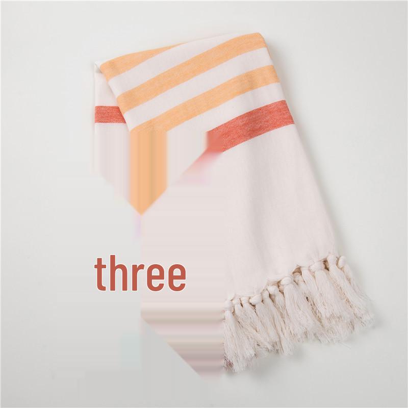 100% Cotton Striped Tassel Beach Towel - 30 Color Options