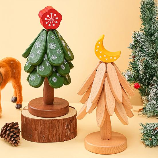 Christmas Tree Coaster Solid Wood Heat Resistant Trivet for Hot Cold Drinks Festive Table Decor for Holiday Meals