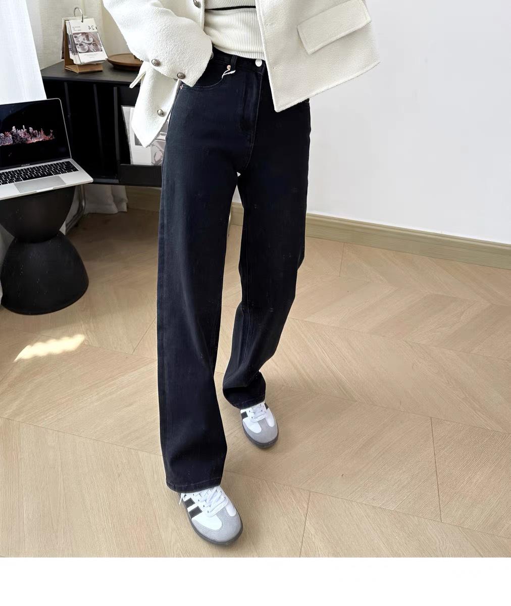 

Женские узкие свободные джинсы с бархатной подкладкой и широкими штанинами - прямые брюки с четырехсторонней растяжимостью XL