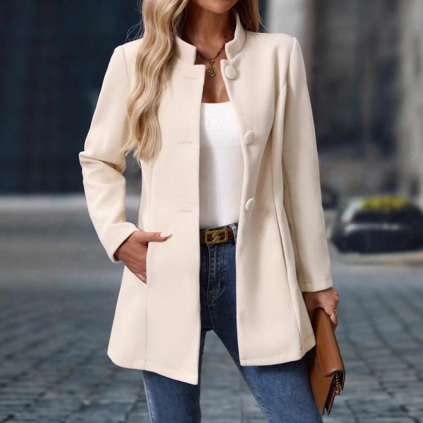 Women's Casual Turtleneck Long Woolen Coat Foreign Trade Autumn and Winter New Coat