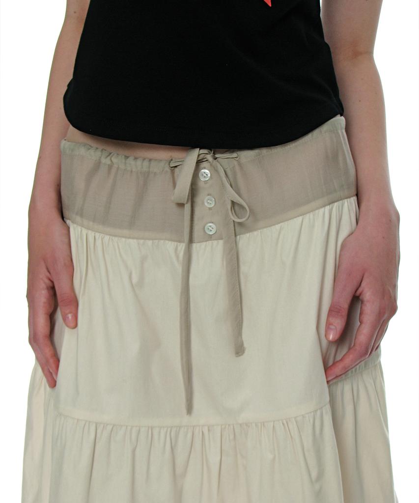 Partimento Woman Tiered Shirred Midi Skirt_Ivory