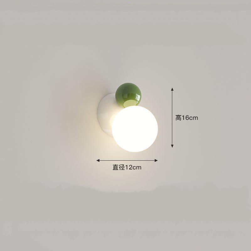 Lovely LED Wall Light Red Green White Metal Children's Room Wall Lamps Parlor Office Aisle Stairs Wall Sconce White Acrylic Ball