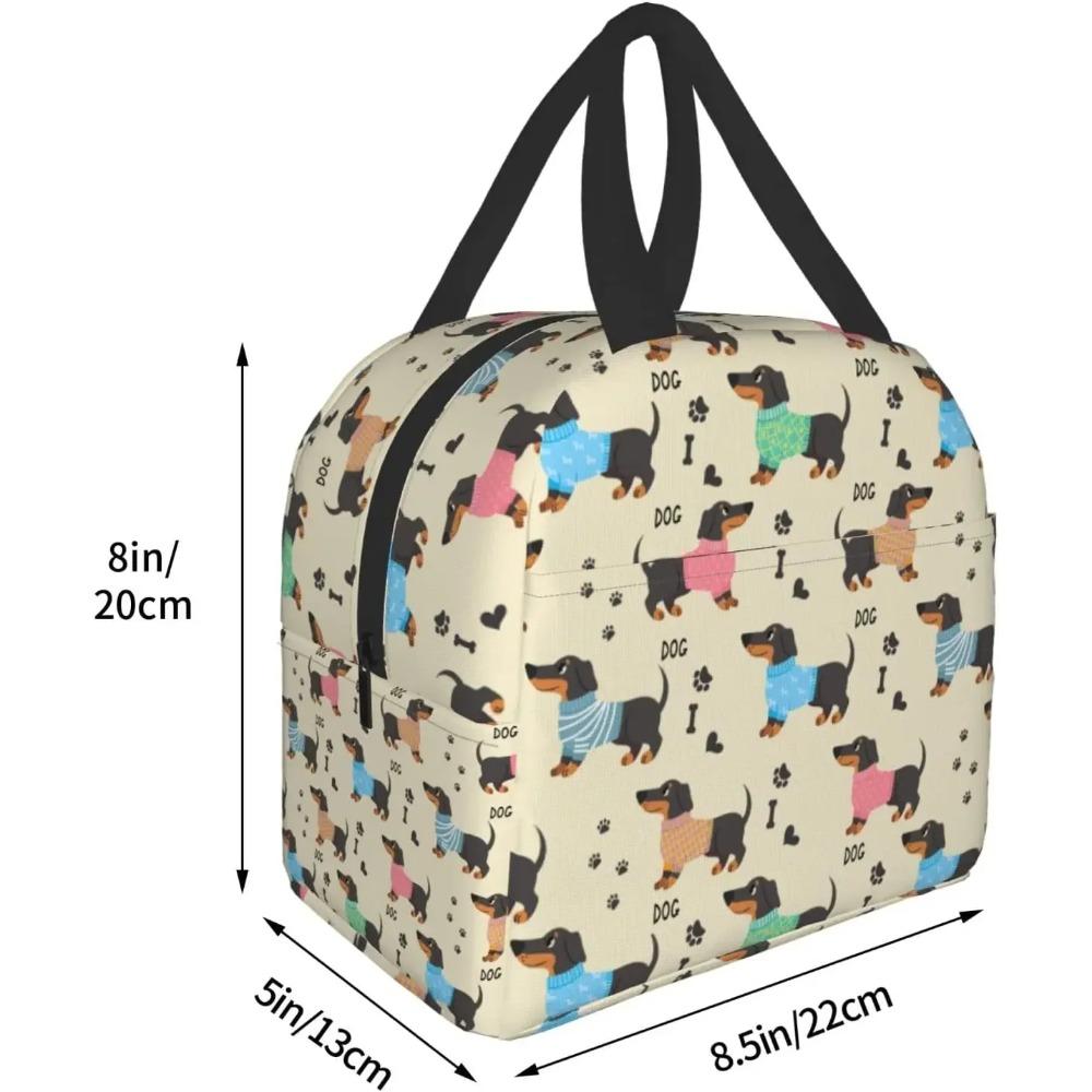 Dachshund Lunch Bag Insulated Lunch Box Washable Cooler Tote Bag Reusable Lunch Box Lightweight for Office Work Picnic Beach