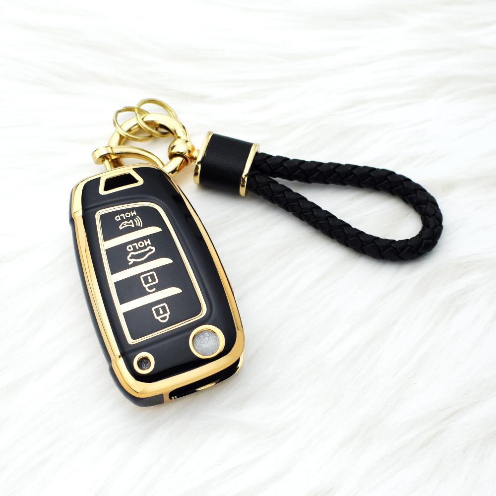 

For Hyundai I30 I40 I35 Ix35 Tucson Kona Solarium Celesta Solaris Sonata Accent Elantra Creta Venus 4 Buttons TPU Car Key Case Cover чорний