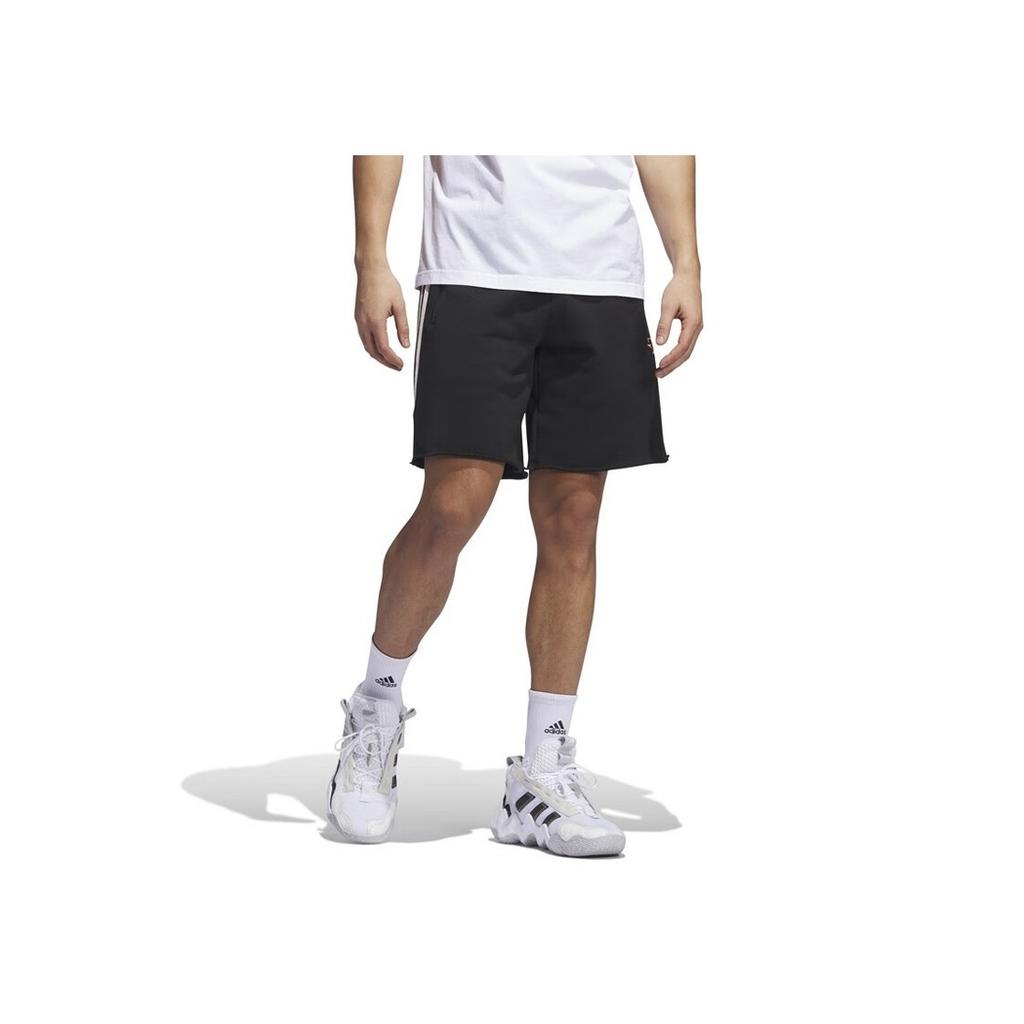 Adidas Mid-Rise Striped Straight-Leg Sports Shorts Men Bottoms Black IL1614