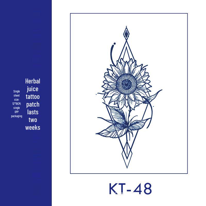 

КТ41-80 Неотражающая тату-наклейка с цветочным рисунком в стиле гейши для руки и ключицы 12x19 cm