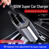 Super Fast Car Charger with One-to-Four Retractable Cable and PD Fast Charging Adapter