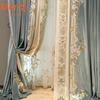 Luxury European Embroidered Thickened Blue Polyester Curtains Living Room Bedroom Lace Valance Tulle Curtain Light Blocking Ideal For Great