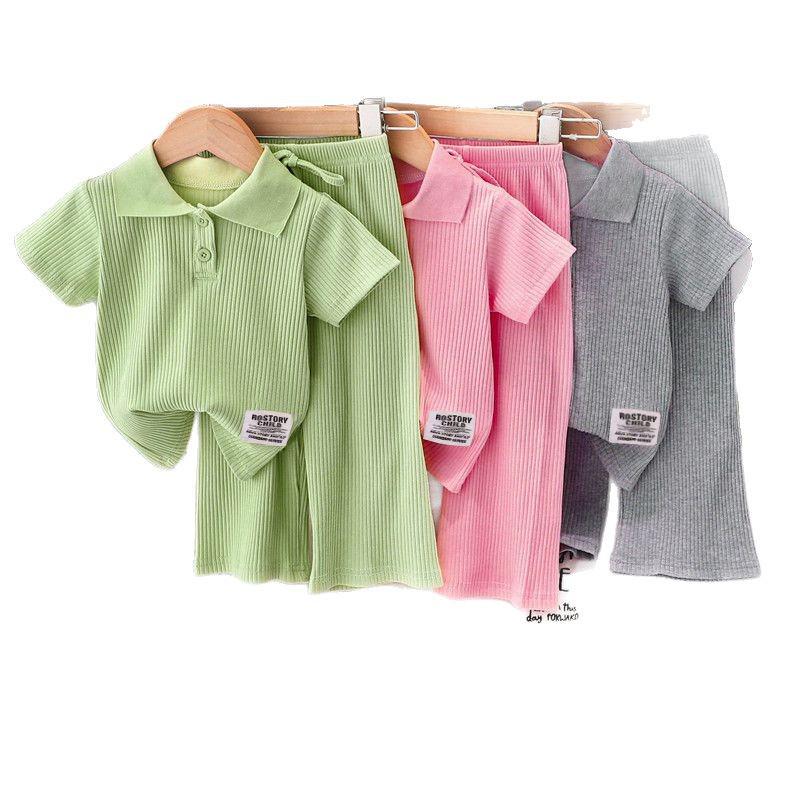 2025 Summer Girls' Fashionable Short-Sleeved Suit: Trendy Two-Piece Sports Outfit for Kids