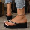 Ladies Wedges Sandals Beach Thong Sandals Comfortable Beach Platform Flip Flops Breathable Non Slip for Wandering Gathering