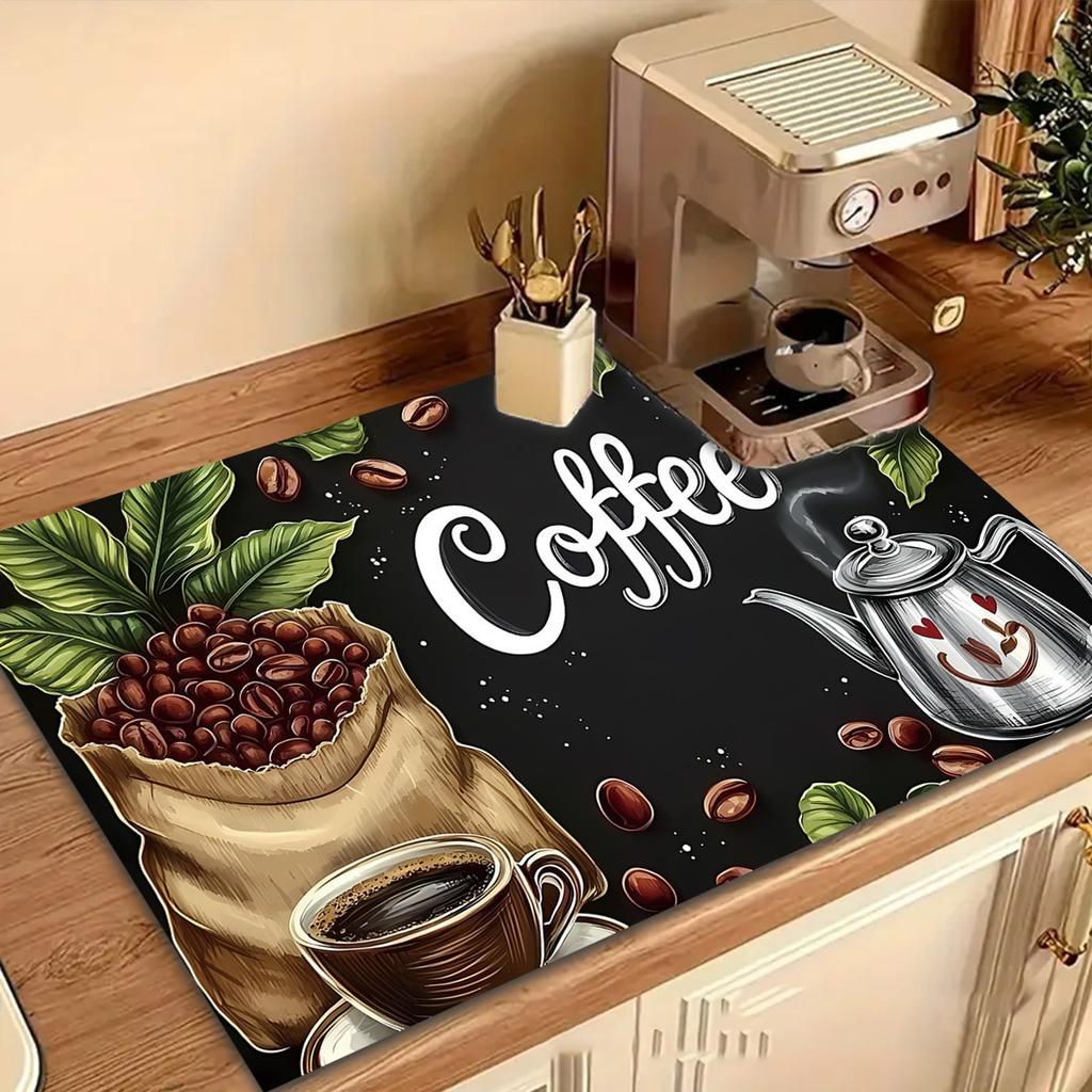Coffee Machine Mat Waterproof Drain Pad Non-slip Dish Drying Mats for Kitchen Quick Dry Tableware Faucet Placemat Dinnerware