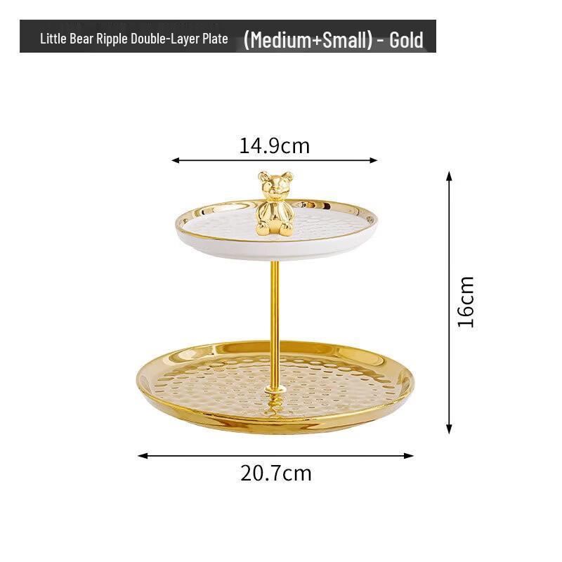 Decorative Ceramic Two-Tier Dessert & Snack Tray