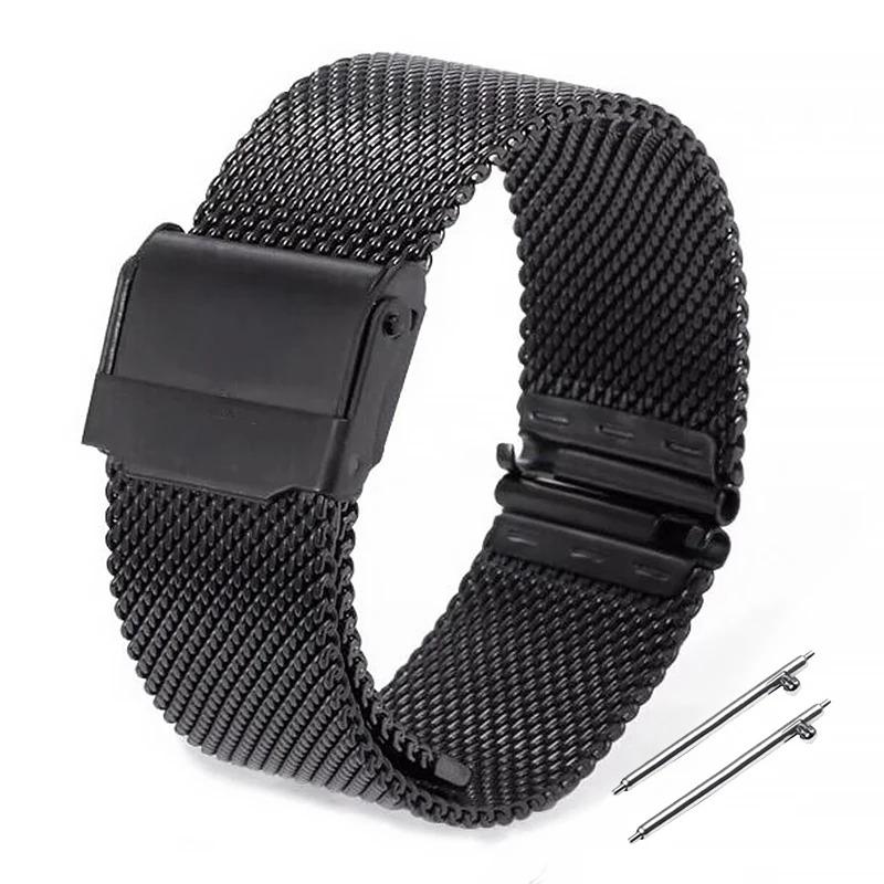 Mailänder Netz-Uhrenarmband 18/20/22mm Schnellwechsel-Armbänder für Seiko für Smartwatch Edelstahl-Armband Herren Damen Handgelenksbänder