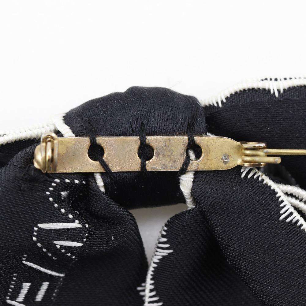 Chanel Ribbon Brooch Logo Vintage Black / White Satin Ribbon 15g Women Used
