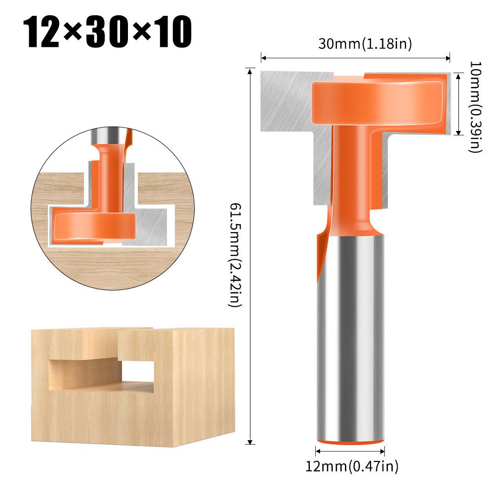 

Three-edged straight-edge T-knife 12 handles, woodworking engraving milling cutter, notch cutter, four-edged slotting cutter, woodworking cutter two-edged straight edge T-knife 12 * 30 * 10