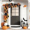 Halloween Spookys Garland 5.74ft Gothic Maple Leaf Pumpkin-Vine with Spiders Accents Colorful Spookys Window Hanging Ornaments