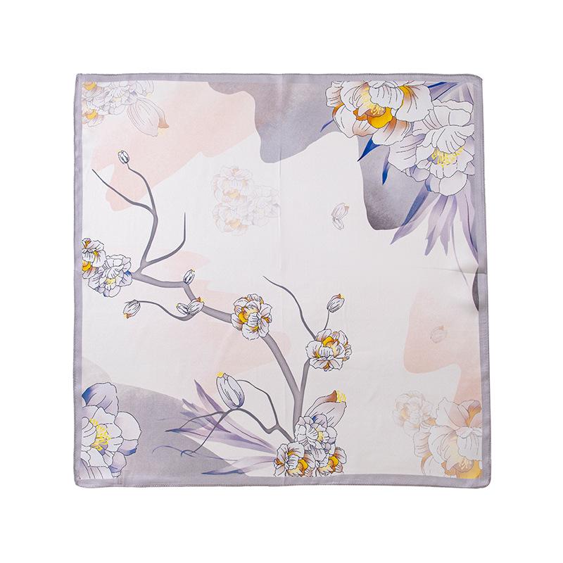 53Cm spring and summer new temperament women's 100% mulberry silk printed silk scarf fashion versatile high-end scarf shawl