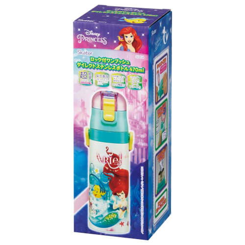 Skater Children's Stainless Steel Water Bottle Direct Drinking 470ml Disney Ariel 24 Child-friendly Lightweight Type Cold Storage Waterbottle Sports B