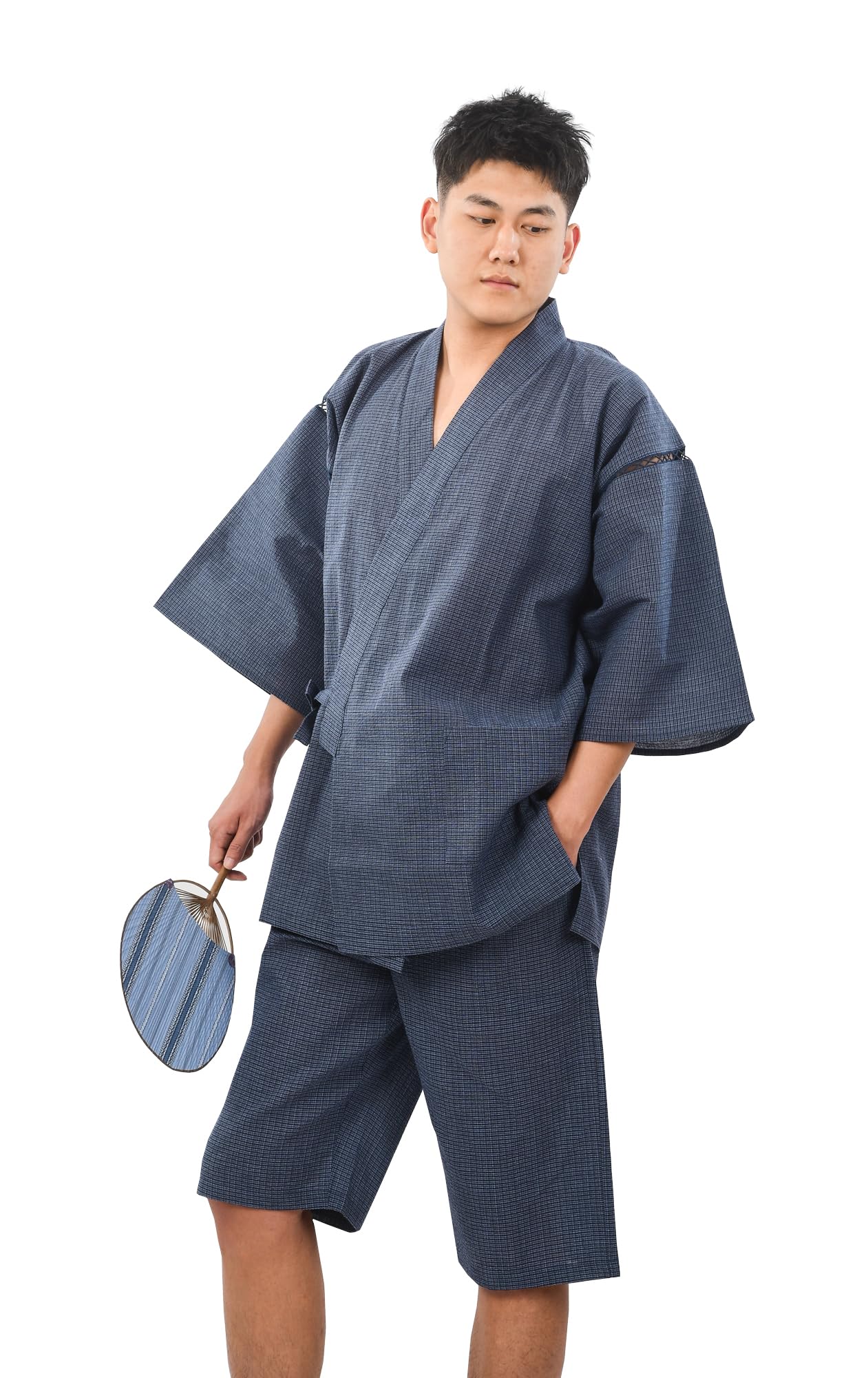 Jinbei summer Seersucker [HOHO AYUMU] Men s (Japanese wear), 100% Cotton, Stylish, Weave, Pattern BXL