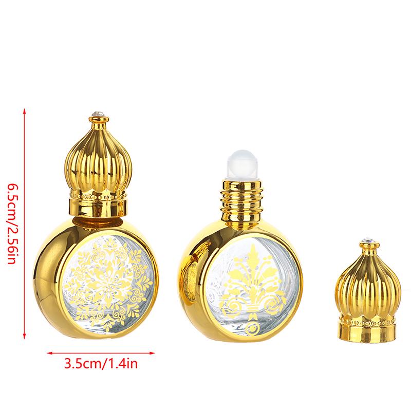 10Ml Portable Essential Oil Roller Bottle Gold Crown Shape Perfume Bottles