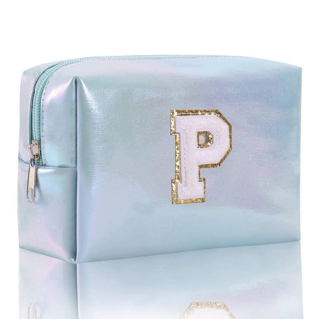 Octagon Bag Embroidery Alphabet Makeup Bag Large Capacity Toiletry Bag Travel Storage Bag Clutch Bag