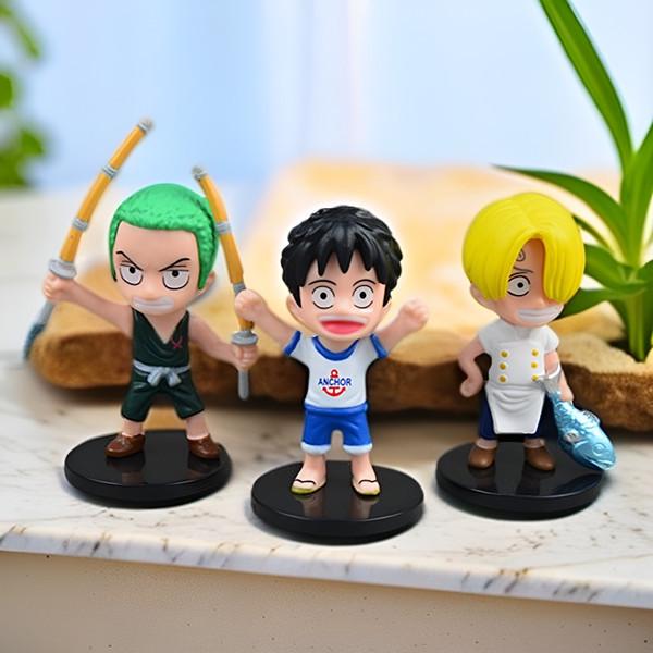 One Piece Figurine Set: Luffy, Zoro, Ace - Anime Collectible Gift Box for Students