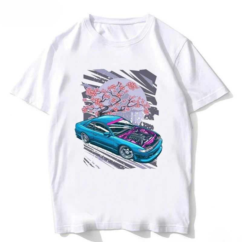 Silvia S14 Louki vs Zenki Silvia S13 S15 Drift King Style T-shirt New Summer Men Short Sleeve JDM Sport Anime Cartoon Boy Tees