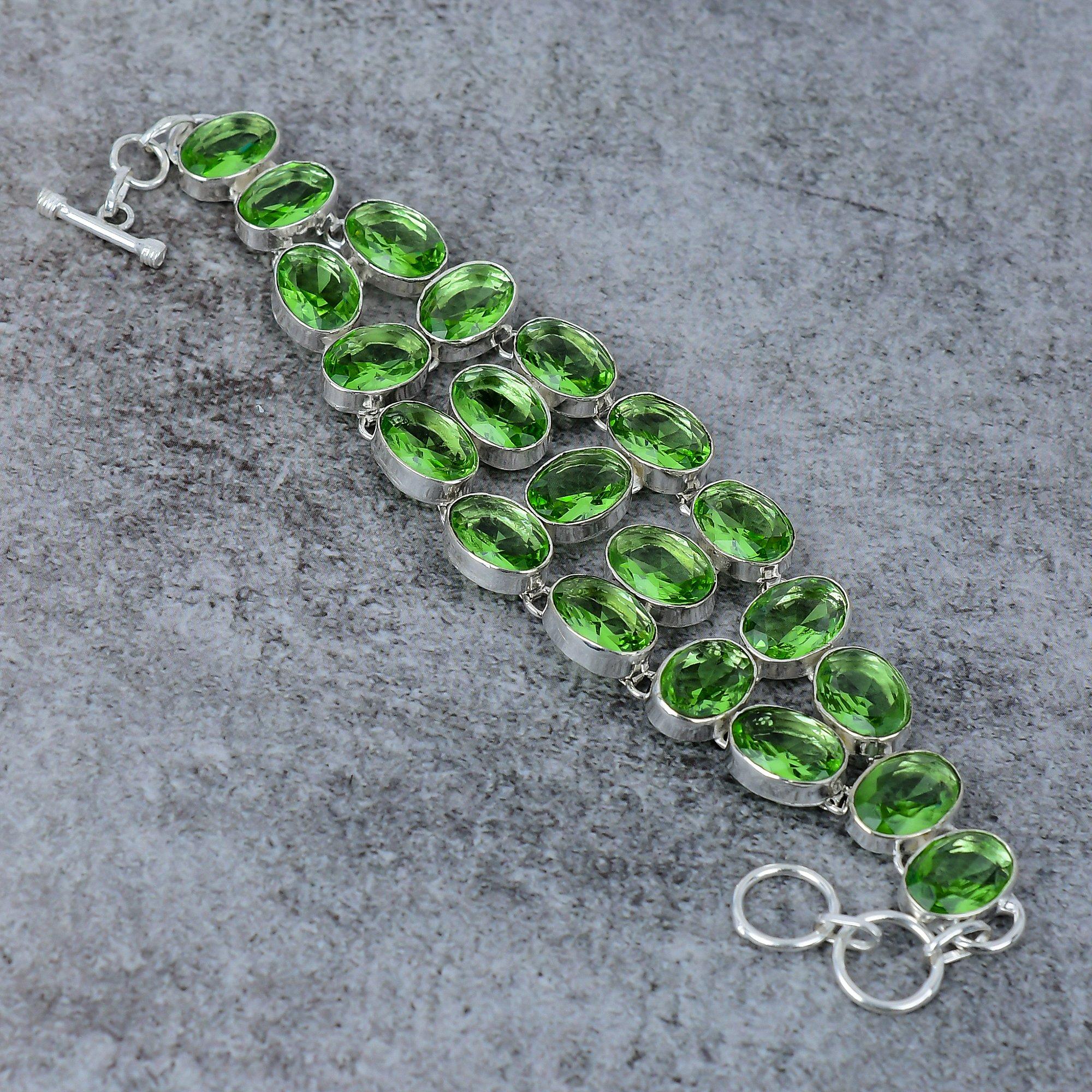 

Peridot Gemstone Handmade 925 Sterling Silver Bracelet 7-8 M-294