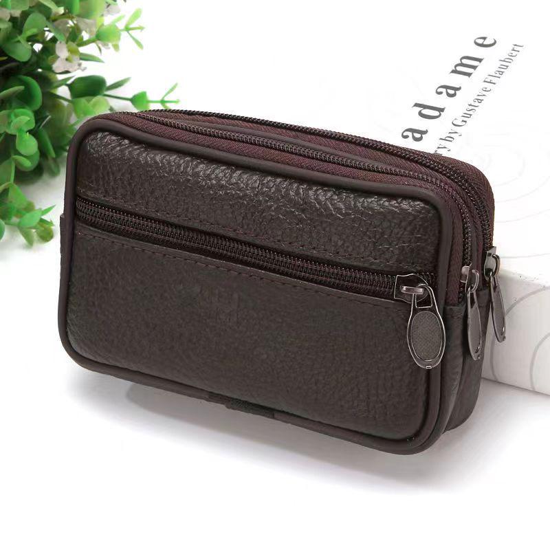 Kožená ledvinka z hovězí kůže - Pánské 6,7" pouzdro s klipem pro staršího pracovníka