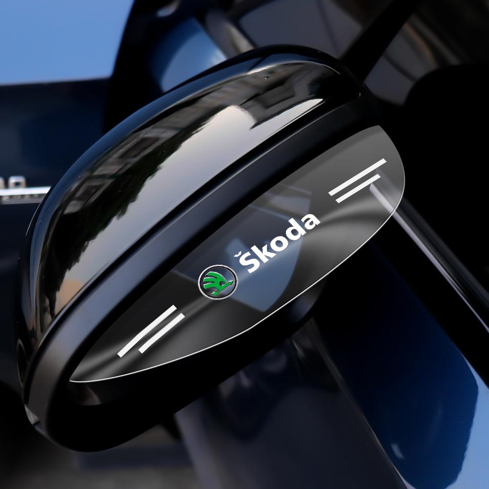 Car Rear View Mirror Rain Eyebrow Cover Sun Shade Protector For Skoda Octavia Mk3 Fabia 2 Superb 2 Kamiq Kodiaq VRS