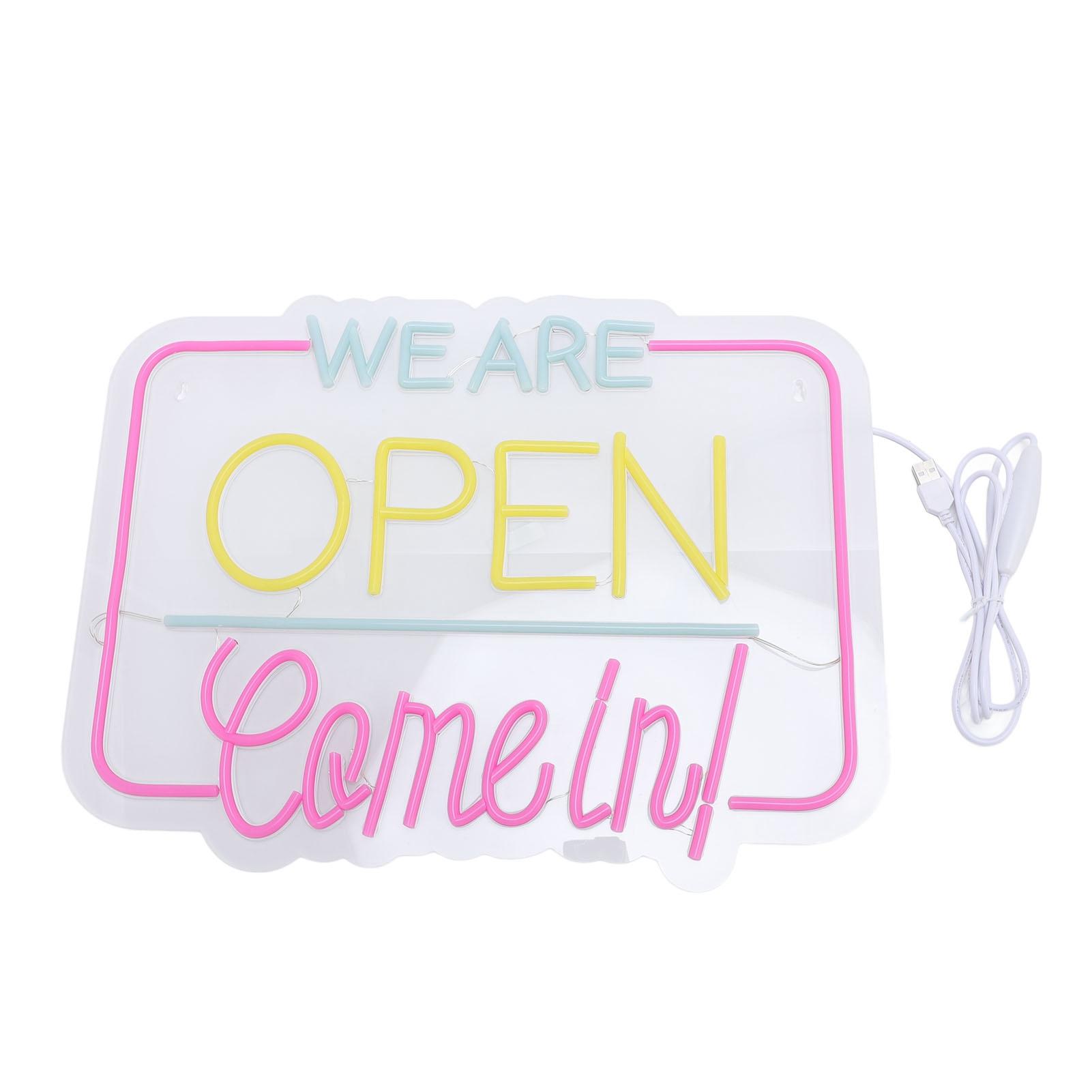 

Wall Decor Neon Sign USB Power Supply We Are Open Come In LED Neon Sign Aesthetic Room Decor for Bars