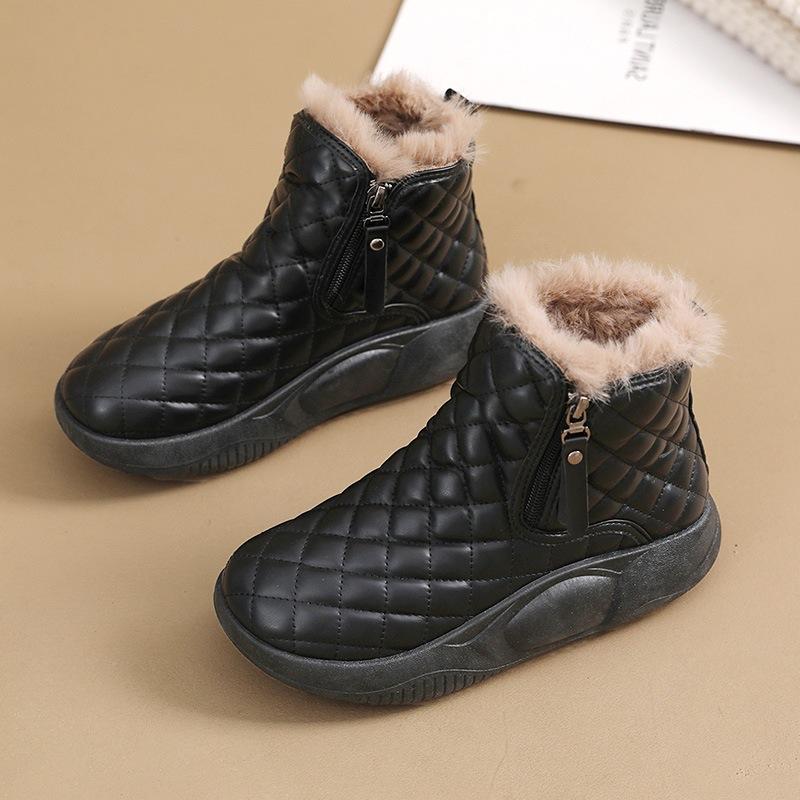 

Dachang Женские зимние ботинки 2025 Новые Утепленные флисом На толстой подошве С увеличением роста Короткие ботинки Универсальные Повседневные Студенческие На одной педали Хлопковые 39 чёрный