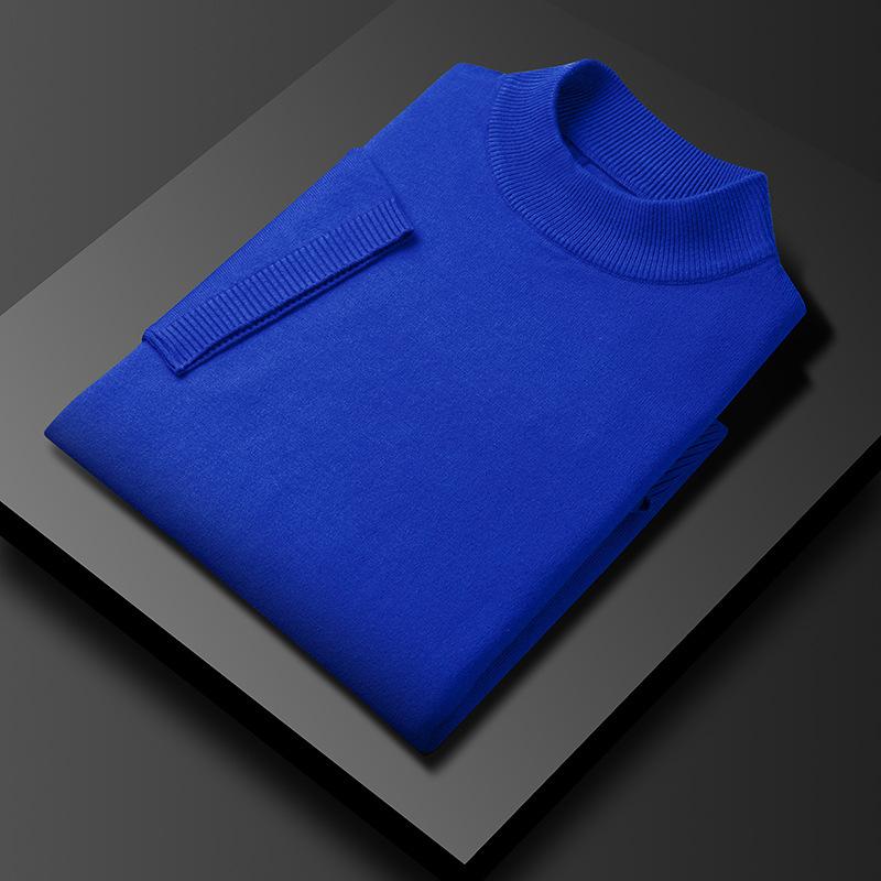 Men'S Short-Sleeve Sweater, Half-Turtleneck Sweater, Thin Pullover Half-Sleeve, Middle-Aged And Young Men'S Knit T-Shirt