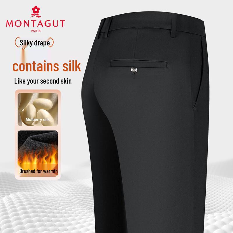 

MONTAGUT Men s Silk Blend Brushed Warm Elastic Business Casual Pants 40 (185/102B)