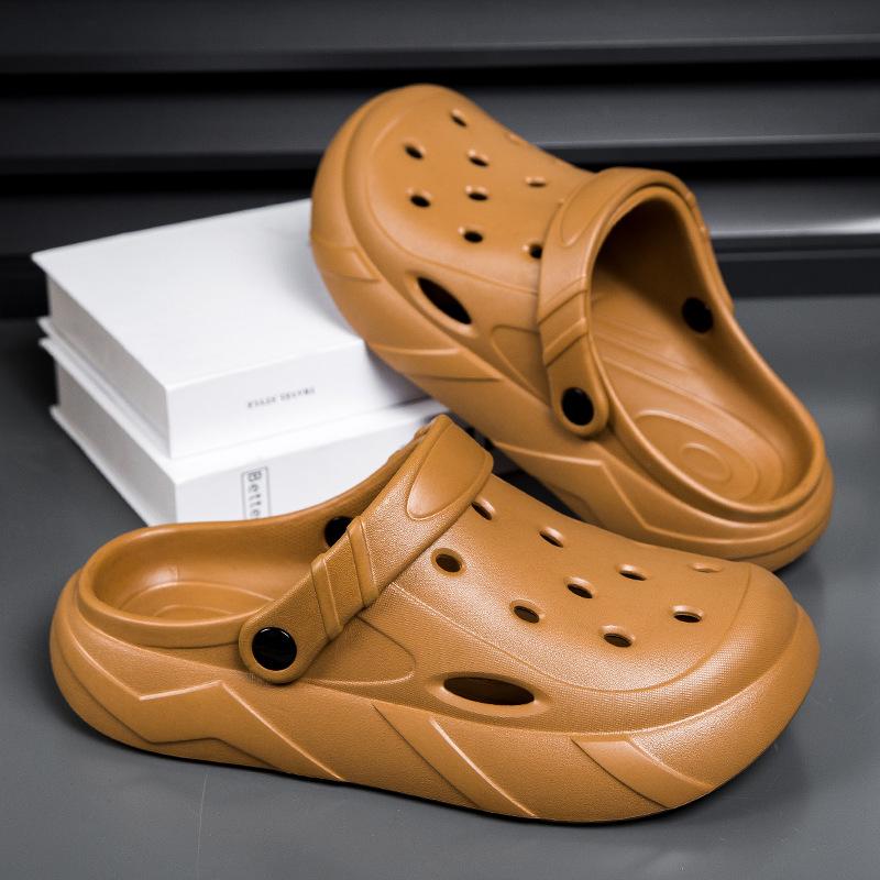 Hole shoes men's summer outer wear bag head couple sports slippers women's light beach sandals bag head half slippers men